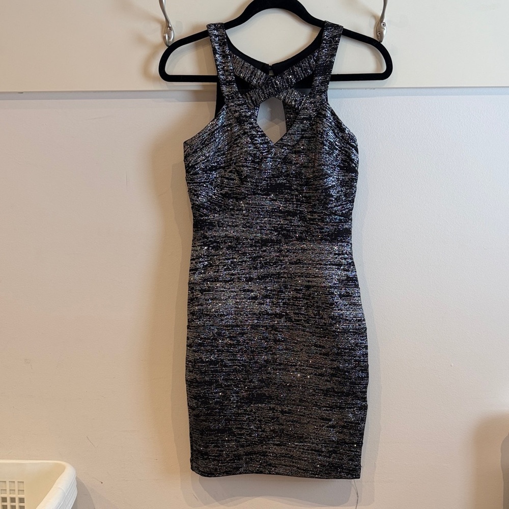 Le Chateau Elegant Black and Silver Women's Dress . Size Small.